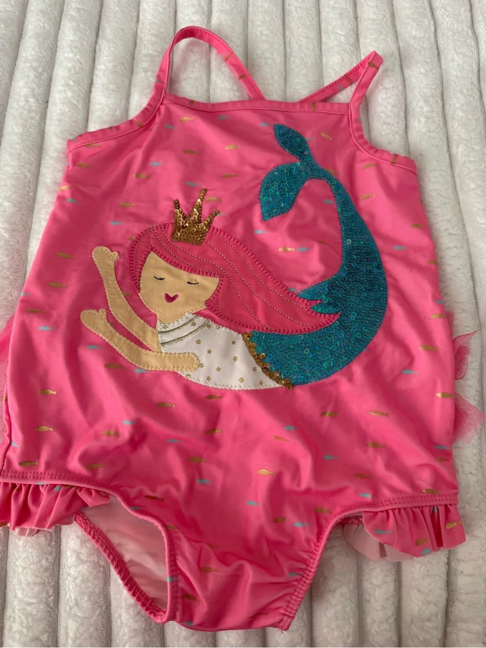 Mud Pie Pink Mermaid Swimsuit, one piece ruffle butt